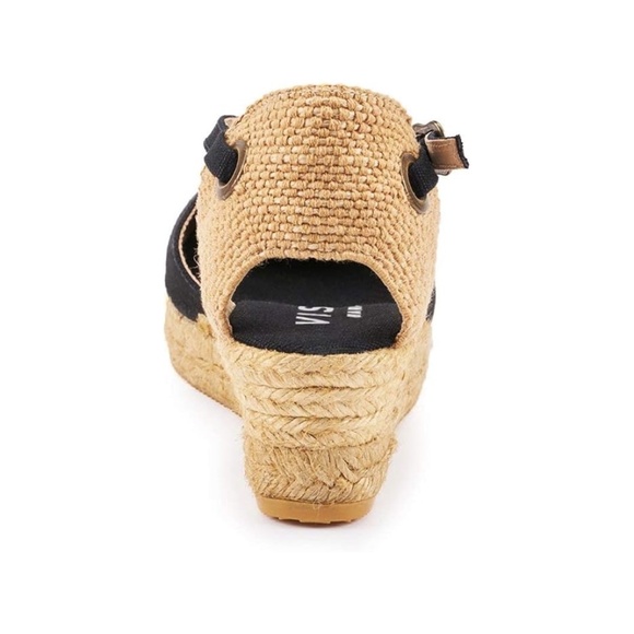 VISCATA Pubol Espadrilles Black Canvas Wedge Heel Sandals Ankle Strap US 7 EU 38 - Picture 5 of 12